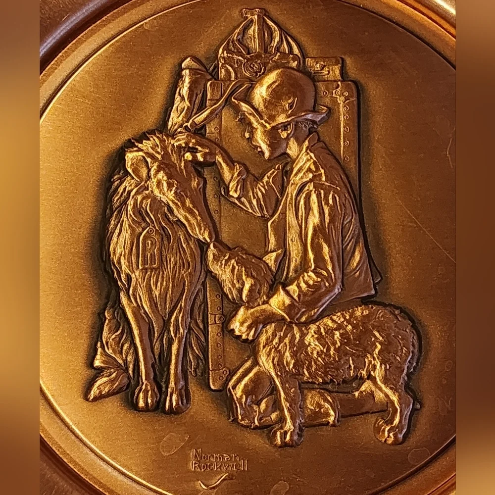 Norman Rockwell Making Friends Copper Plate 1978 Hamilton Vintage Dog Decor